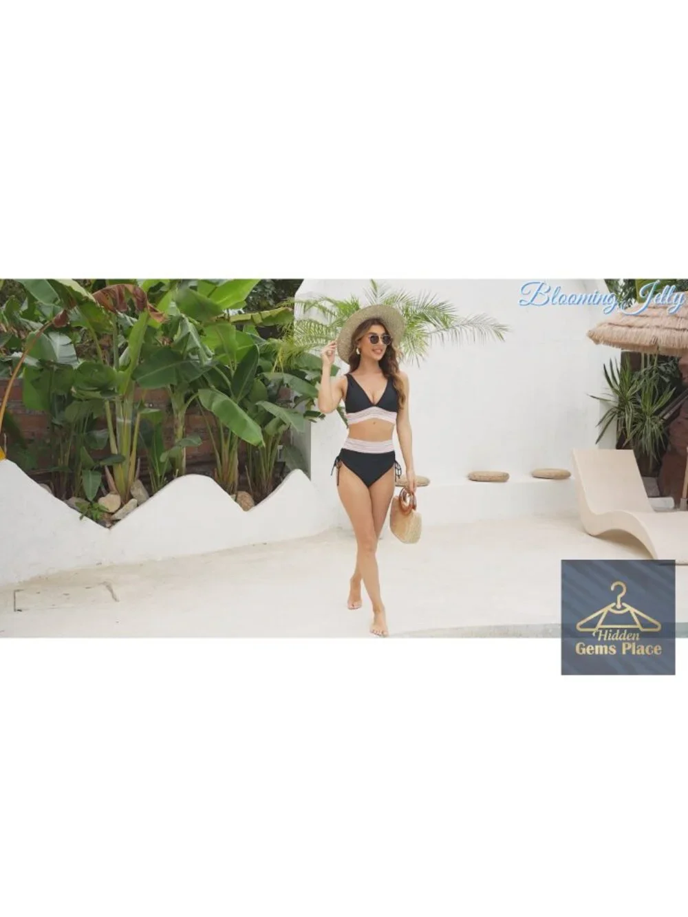 High Waisted Tummy Control Bikini Set with Push-Up Bra and Adjustable Straps